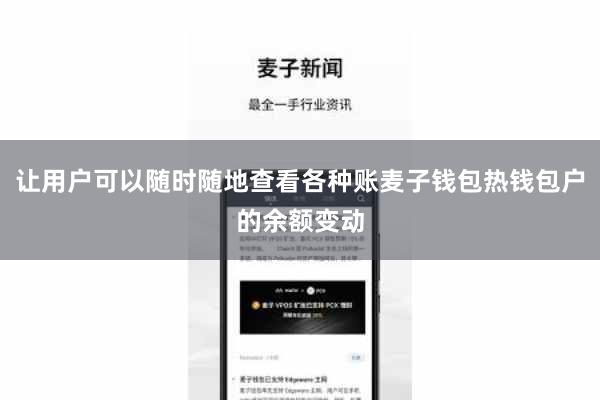 让用户可以随时随地查看各种账麦子钱包热钱包户的余额变动